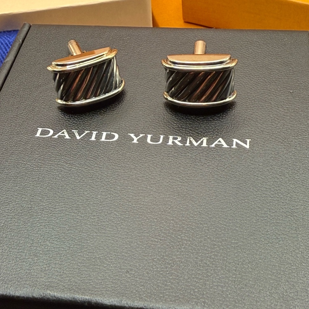 David Yurman Twisted Silver and 14k gold Cufflinks